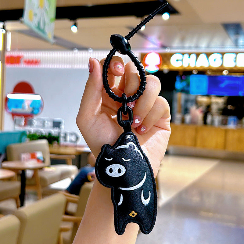 Wholesale Creative Cartoon Leather Pendants, Emoticons, Cat Keychains